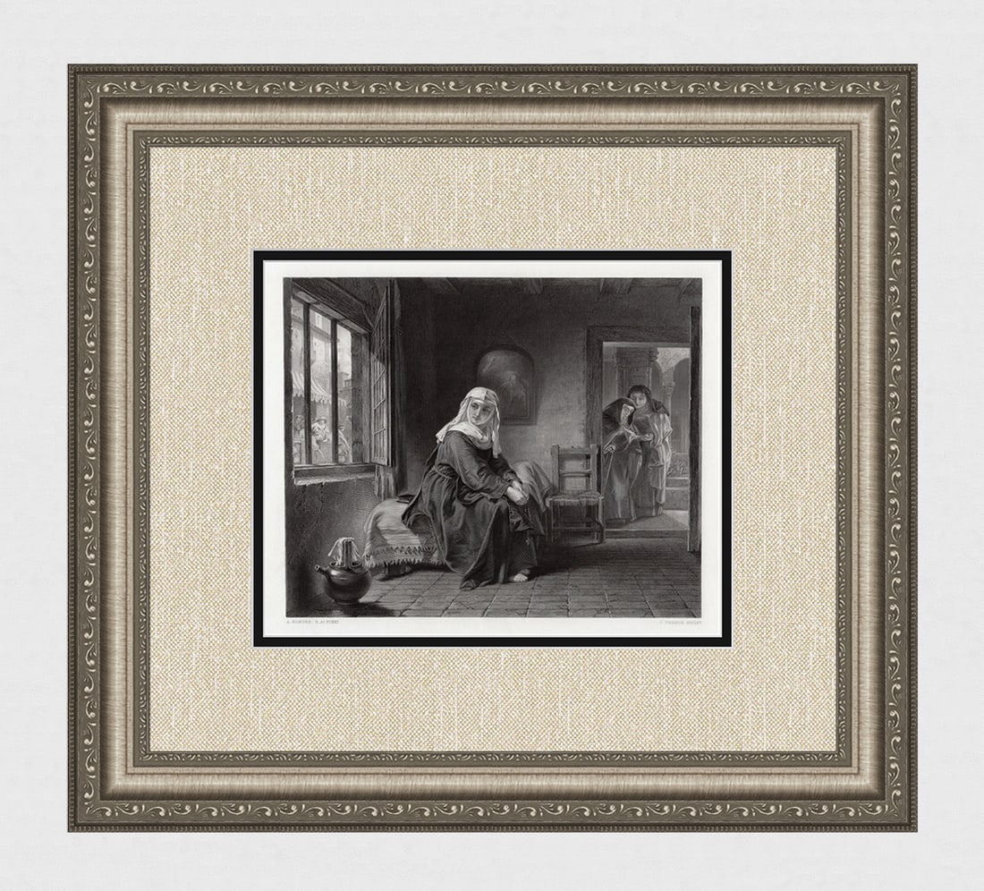 1865 Alfred Elmore The Novice engraving signed (1 of 4)