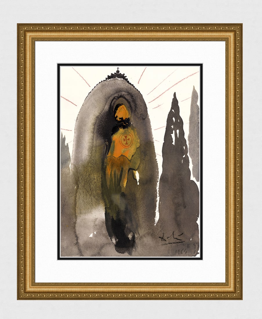 Salvador Dali 1967 Original Psalm of David Framed Lithograph: Salvador Dali. "Quis ascendet in montem Domini, aut quis stabit in loco sancto eius? (Who shall ascend into the mountain of the Lord, or who shall stand in his holy place?)" Mixed technique