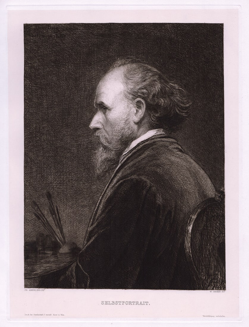 Friedrich von Amerling Selbst Portrait (Self Portrait) etching signed (1 of 2)