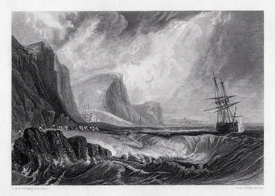 William TURNER SIGNED 1800s Engraving Bridport FRAMED (1 of 3)