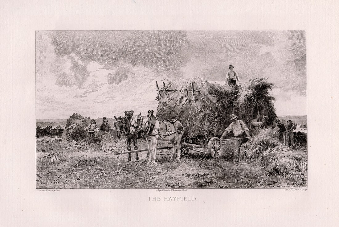 Julien Dupre The Hayfield 1891 etching (1 of 2)