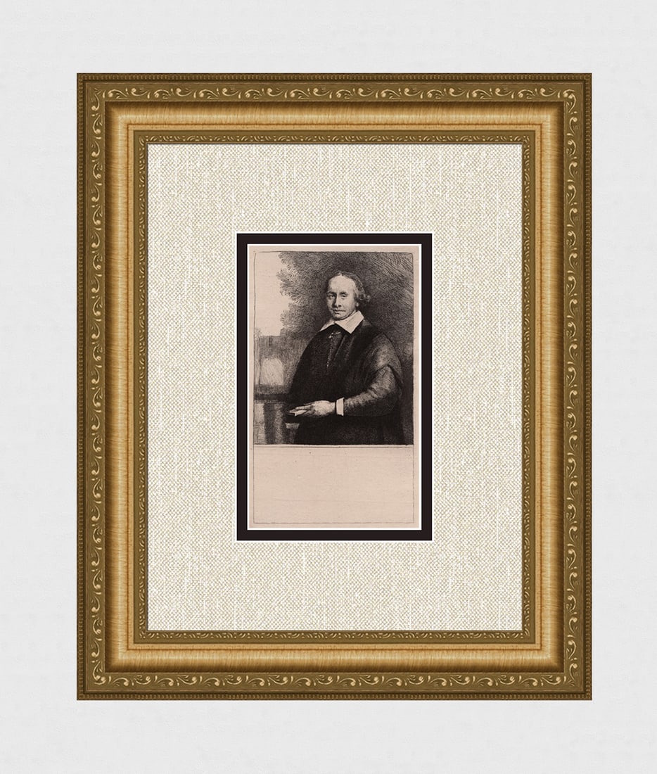 1800s REMBRANDT Etching B264 Jan AntonJan Antonides Van Der Linden, Physician DURAND Original Framed (1 of 4)