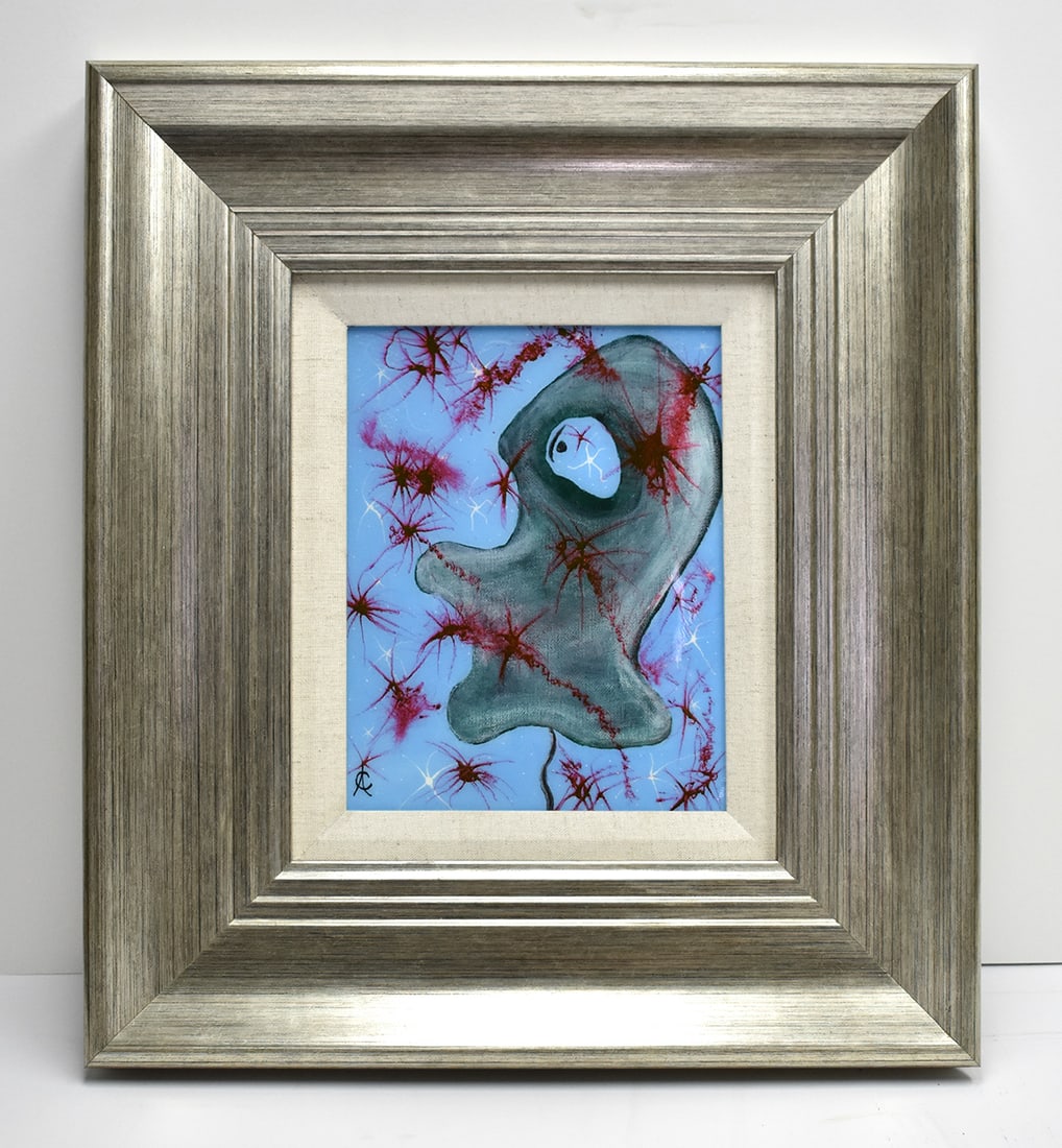 CONSTANTINE Original Abstract Painting " Fireworks": Alexander Constantine. Fireworks. Original Acrylic mixed media painting on artist board. Signed by the artist. Painting size 8 x 10 inches. Framed Dimensions: 17 1/4 x 19 1/4 inches This artwork is