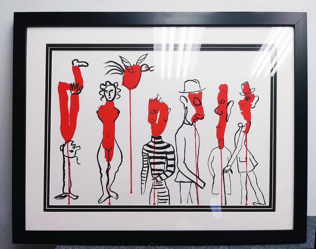 1966 Alexander Calder Framed Abstract Figures Original Lithograph (1 of 1)