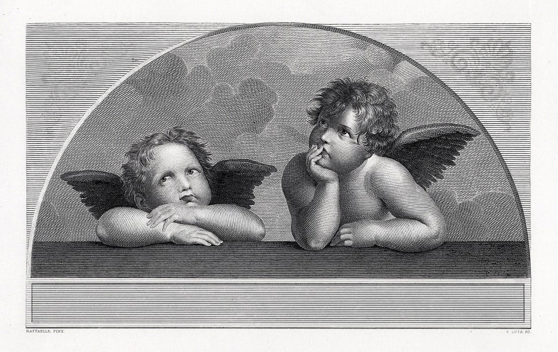 1800's Raphael Engraving The Cherubs Framed Signed (1 of 3)