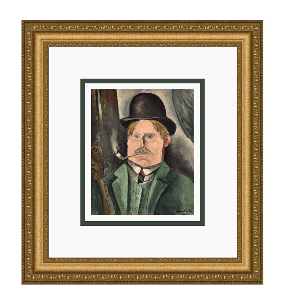 Maurice de Vlaminck 1958 lithograph Portrait de l'Artiste signed: Maurice de Vlaminck. (1876-1958). Portrait de l'Artiste. Color Lithograph on Wove Paper after the Original 1910 Painting. 1958. Signed in the plate. Excellent. Atelier Mourlot. Image size 7 1/4 x 8