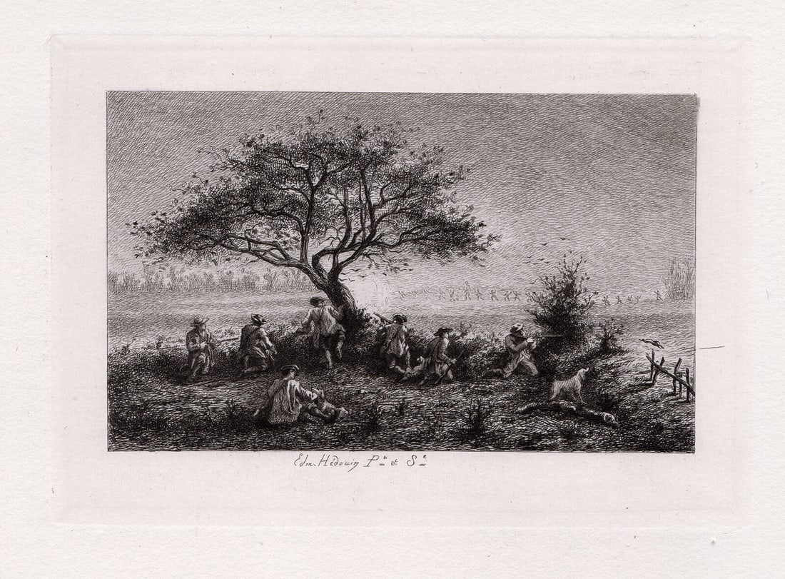 Edmond Hedouin Shooting etching signed (1 of 2)