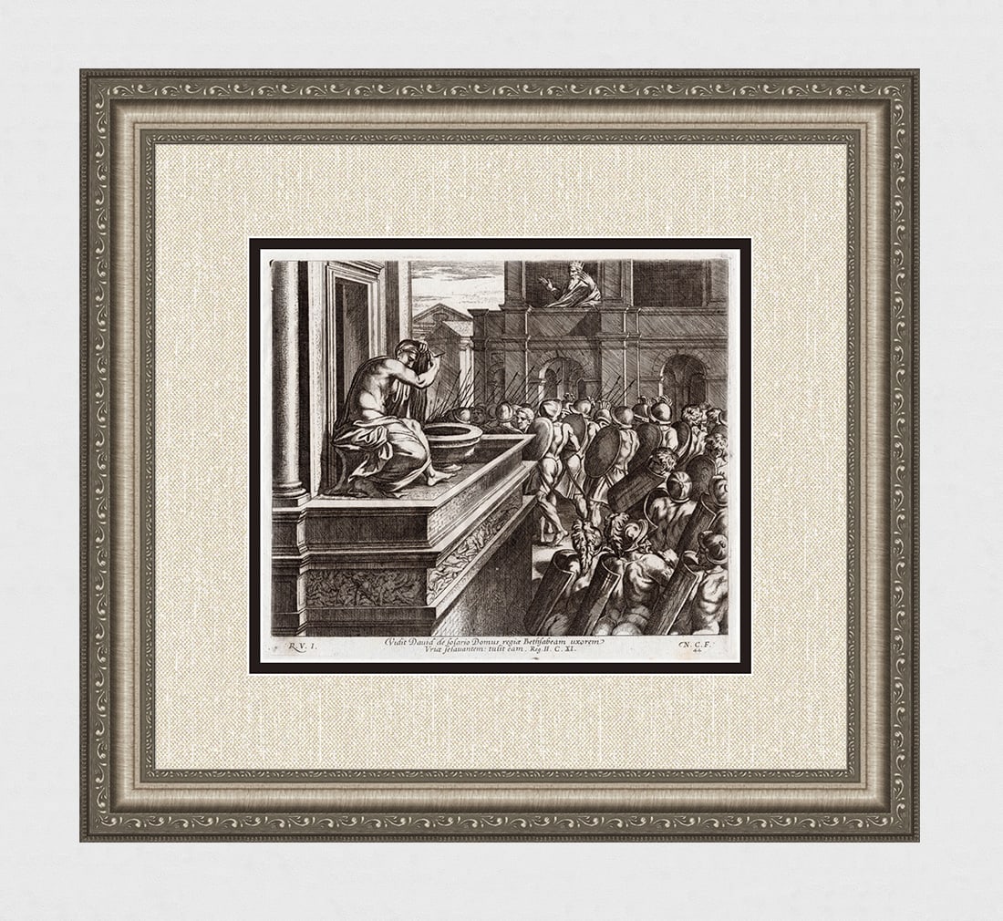 Raphael 1649 Engraving Vatican David and Bathsheba (1 of 4)