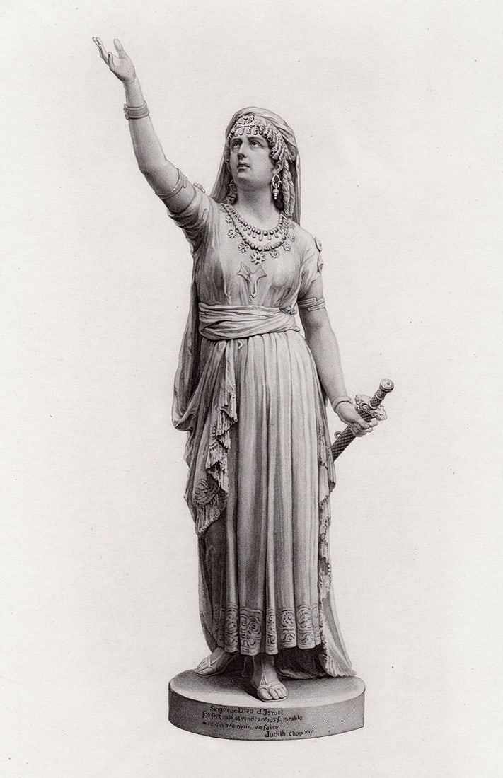 Jules-Constant Destreez Judith 1879 engraving: Jules-Constant Destreez (French, 1831 - 1882). Judith. Antique Engraving on wove paper after the original by master engraver George J. Stodart (1884-1892). 1879. Excellent. Image Size 4 1/2 x 8 1/2 in