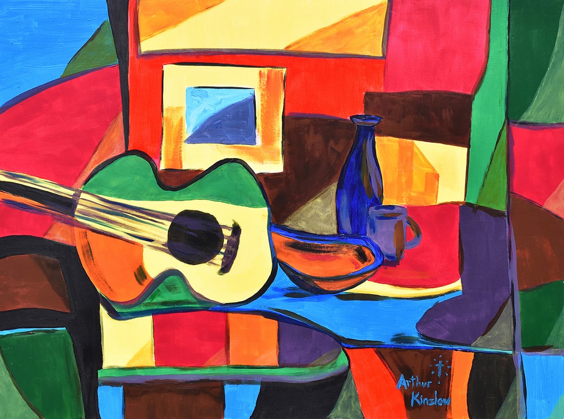 Arthur Kinslow Original Painting Guitar Still Life 36 x 48 Inches (1 of 3)