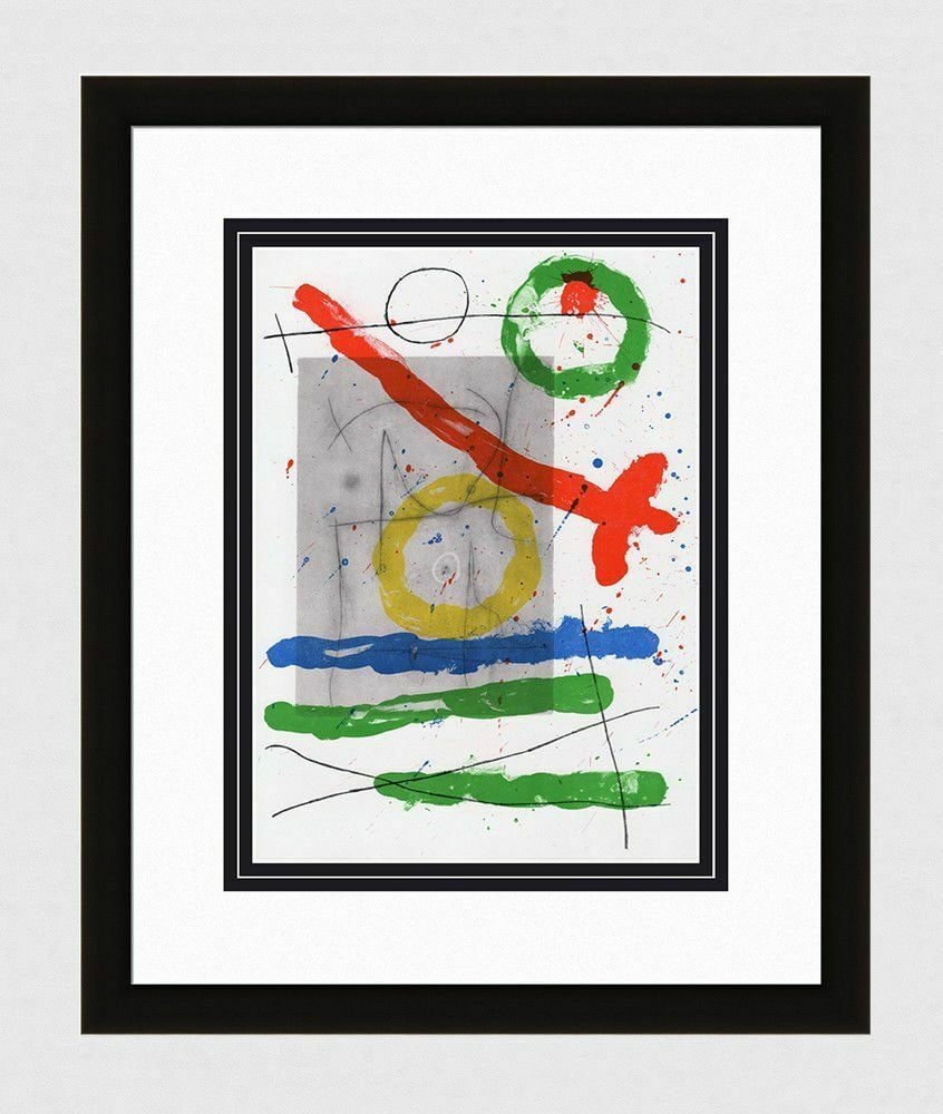 1965 JOAN MIRO ORIGINAL Lithograph Peintures sur Cartons FRAMED: Joan Miro (1893 - 1983). Peintures sur Cartons IV. Original color lithograph on wove paper. Year: 1965. Reference: DLM 151-152. Condition: Excellent. Dimensions: Sheet Size - 11 x 15 inches. Framed