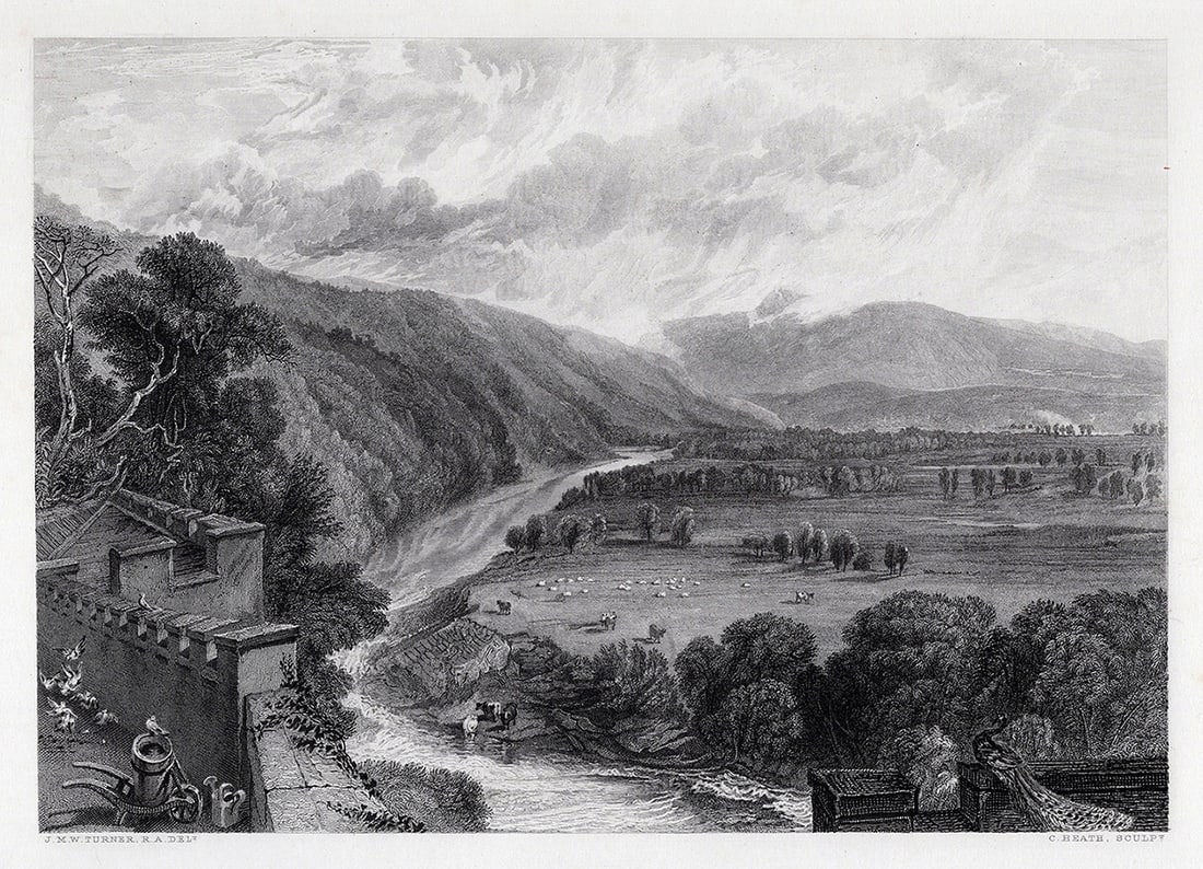 WILLIAM TURNER 1800s Engraving View of Ingleborough SIGNED Framed (1 of 3)