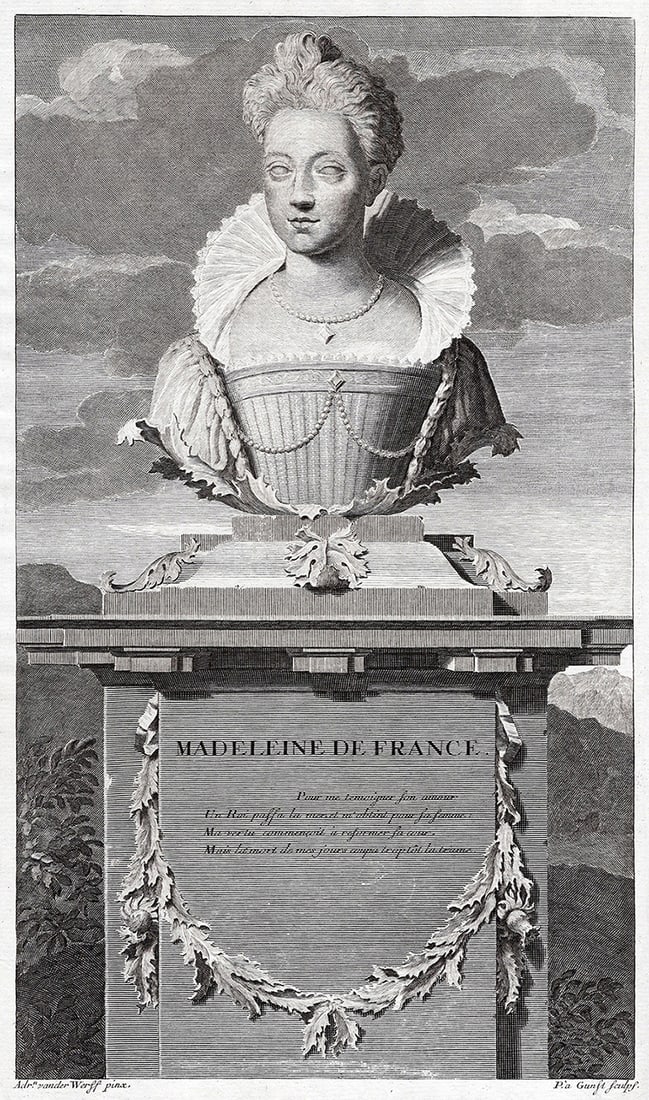Adriaen van der Werff 1697 Engraving Madeleine de France Queen Framed (1 of 3)