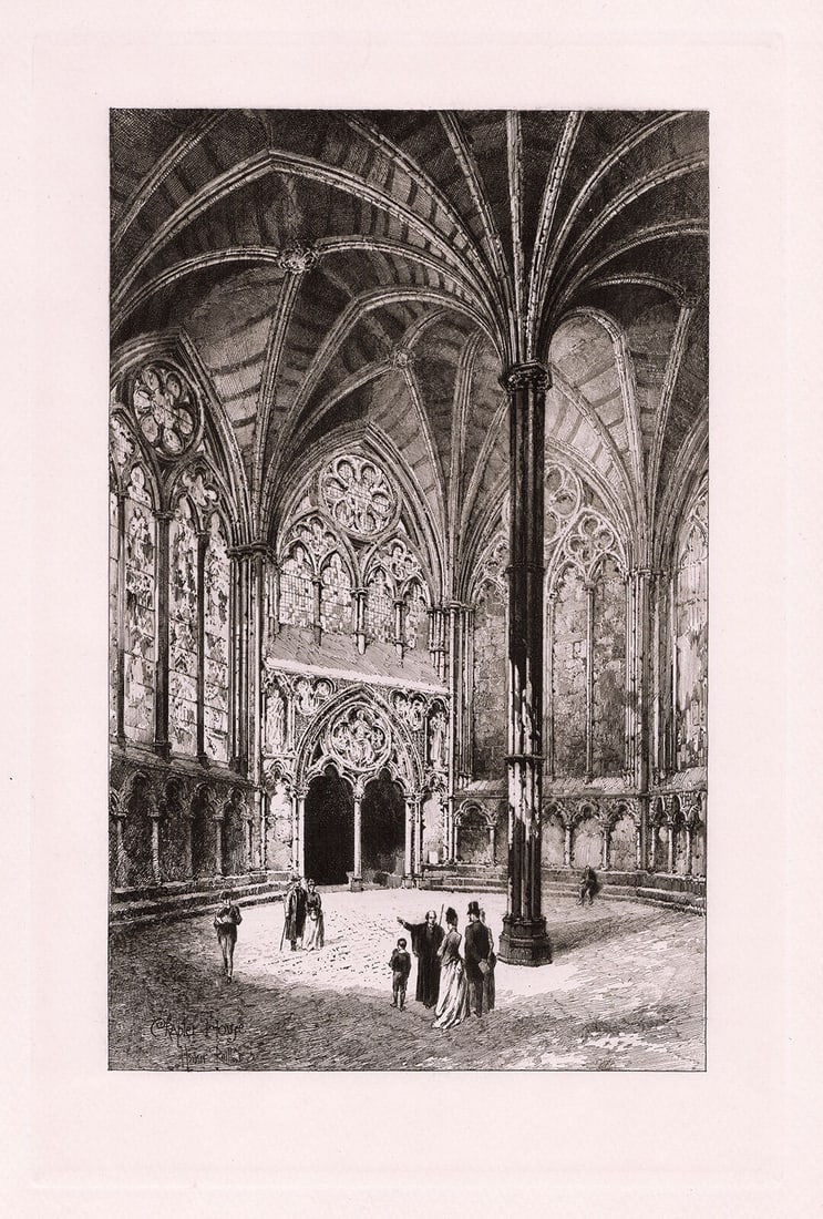 Herbert Railton The Chapter House 1889 Etching Signed (1 of 2)