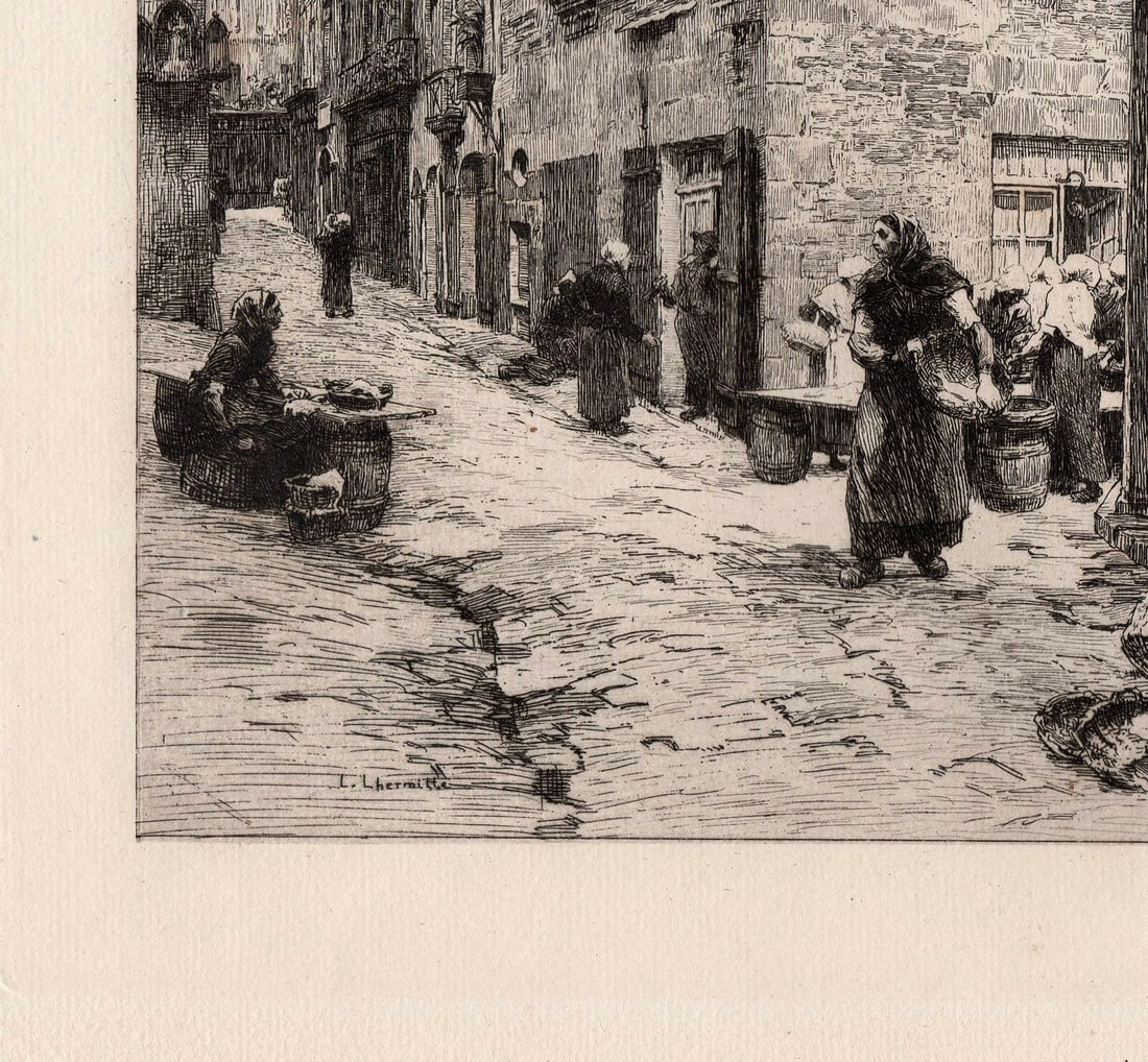 Leon Lhermitte Fish Market etching signed - 2