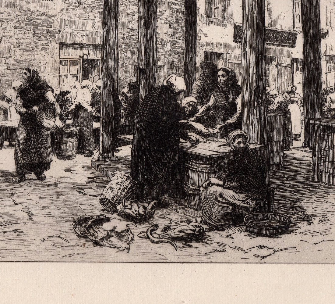 Leon Lhermitte Fish Market etching signed - 3