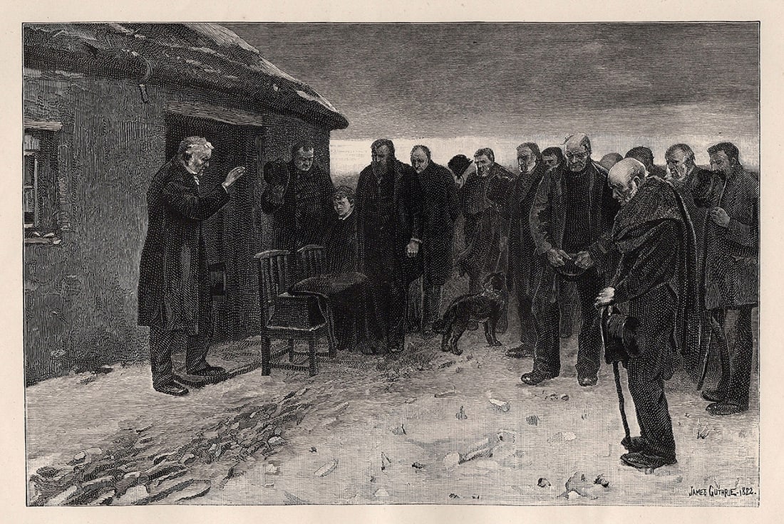 James Guthrie Antique 1800s Print "A Highland Funeral" Framed Signed (1 of 2)