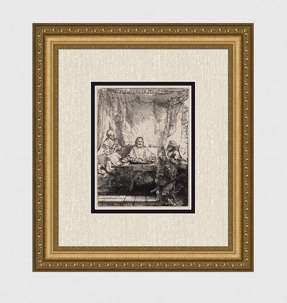 1800s REMBRANDT B87 Etching SIGNED Christ at Emmaus Durand (1 of 4)