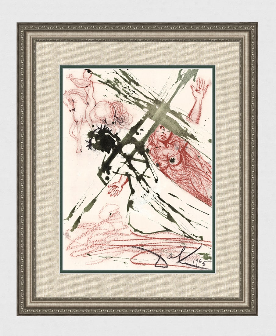 Salvador Dali 1967 Framed Original Jesus and Pilate Lithograph: Salvador Dali. "Dicit eis Pilatus: Regem vestrum crucifigam? Responderunt Pontifices: Non habemus regem, nisi Caesaren (They cried out, ?Away with him, away with him, crucify him!? Pilate said to them