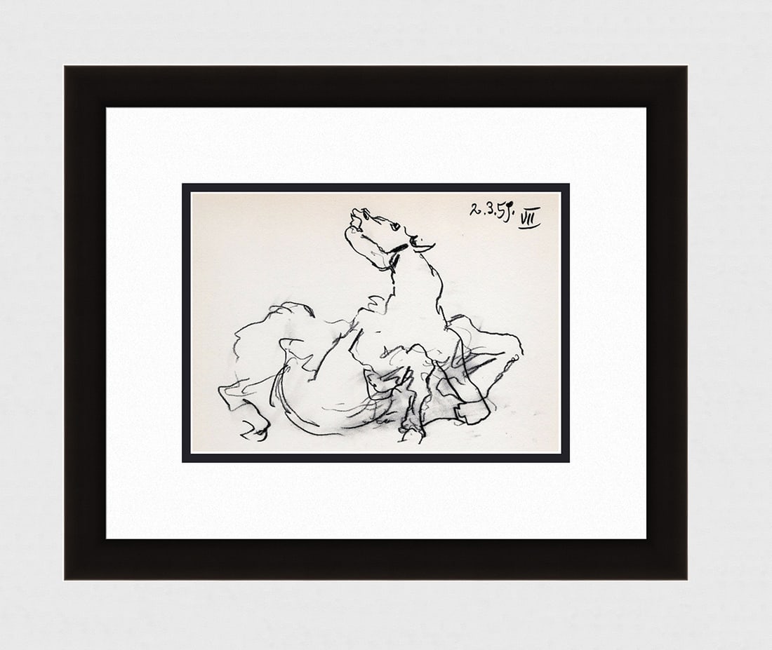 PABLO PICASSO 1961 Vintage Lithograph Injured Horse FRAMED (1 of 3)