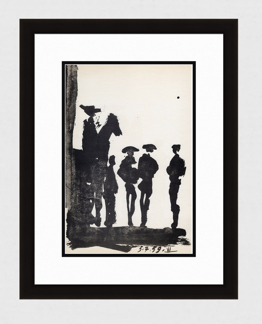 PABLO PICASSO 1961 Vintage Lithograph Esperando la Batalla FRAMED (1 of 3)
