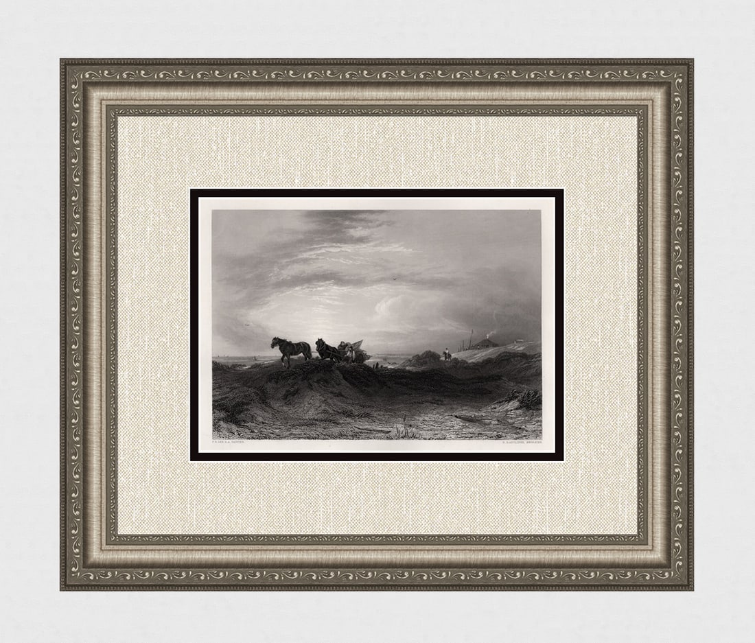 1800s Frederick Richard Lee Engraving "Sea Coast Morning" Signed Framed (1 of 4)