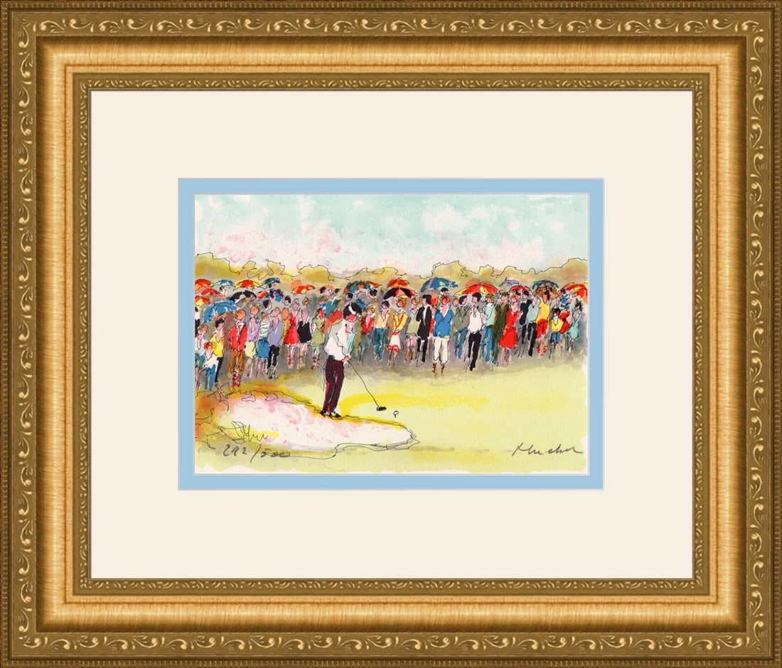 Urbain Huchet Golf, la Foule (Golf, the foul) lithograph signed: Urbain Huchet (French, 1930 - 2014). Golf, la Foule (Golf, the foul). Original Color Lithograph on Arches Rag Paper. Hand Signed by the Artist Lower Right, Numbered in Pencil Lower Left. Excellent. Sh