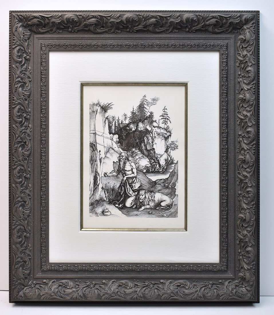 Albrecht Durer St. Jerome Penitent in the Wilderness engraving signed Framed Durand (1 of 6)