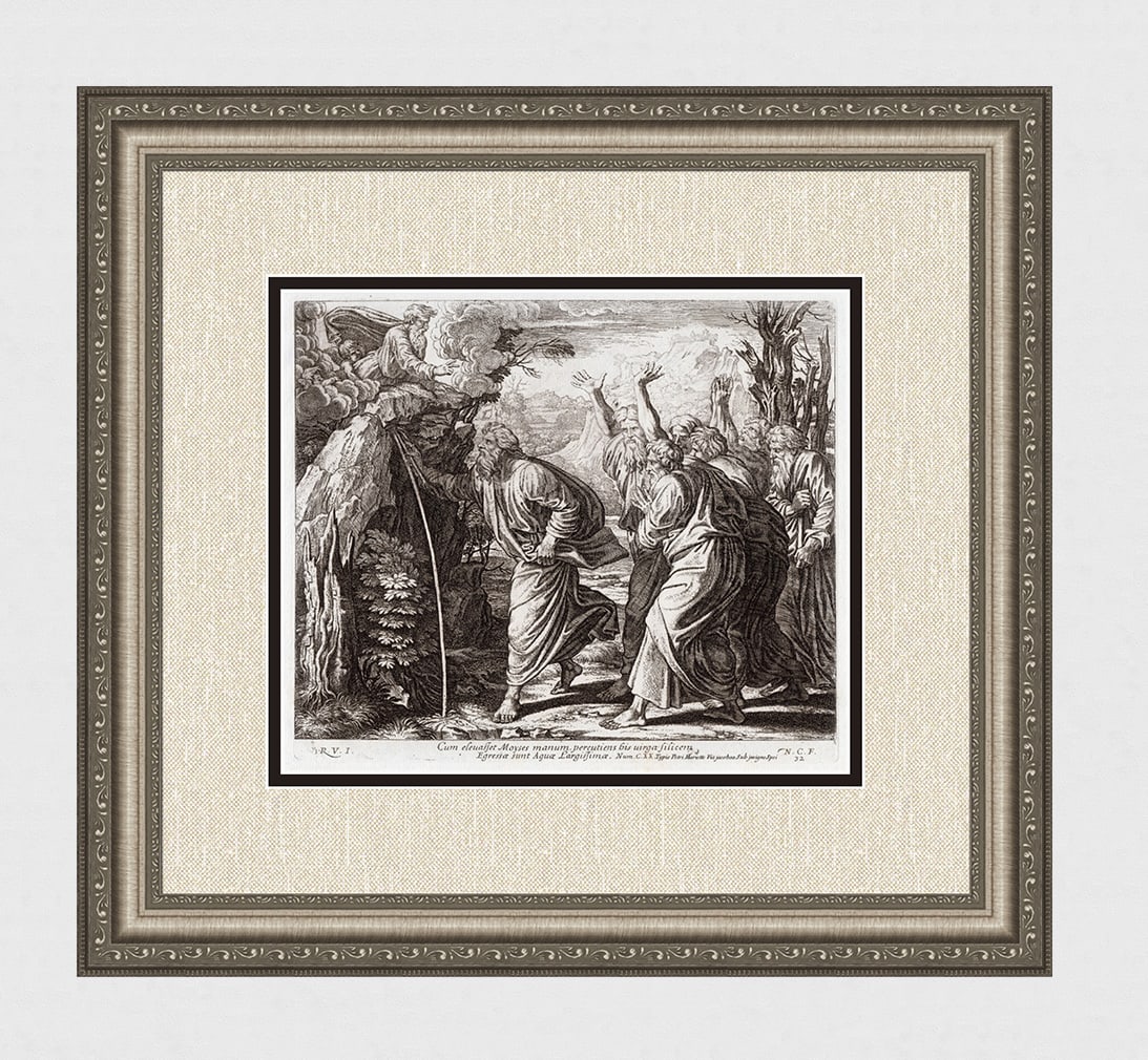 Raphael 1649 Engraving Vatican Moses brings water from the rock (1 of 4)