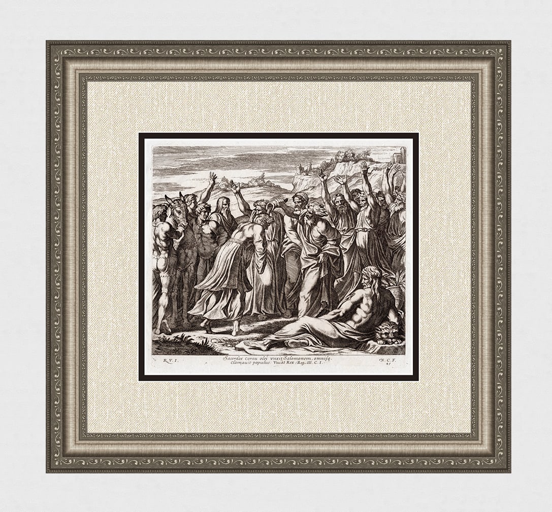 Raphael 1649 Engraving Vatican Solomon Anointed (1 of 4)