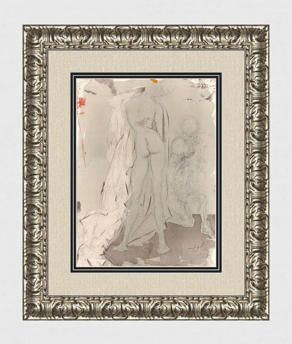 Salvador Dali Original 1967 Lithograph Framed Susanna: Salvador Dali. "Porro Susanna erat delicata nimis et pulchra specie (Now Susanna was exceeding delicate, and beautiful to behold)" Mixed technique lithograph in colors on handmade paper from the "Bibl
