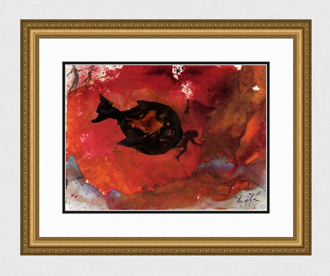 Dali Biblia Sacra Psalm 69:14 Original Framed Lithograph: Salvador Dali. "Eripe me de luto ut non infigar, libera me ab iis qui oderunt me et de profundis aquarum (Deliver me out of the mire, and let me not sink: let me be delivered from them that hate me, a