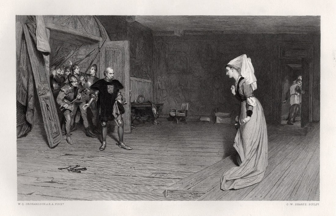 William ORCHARDSON 1871 Engraving Countess of Auvergne SIGNED FRAMED (1 of 3)
