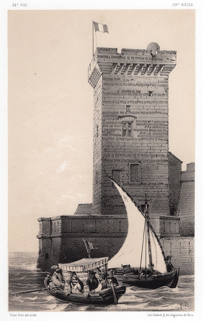 ORIGINAL Victor Petit 1800s Lithograph Old Port of Marseille Signed Framed: Victor Petit (1817-1871). Tour Du Port De Marseille - Bouches Du Rhone (Port Of Marseille Tour). Original tinted lithograph on strong vellum paper. Year: 1860. Signed in the plate. Published by A Goda