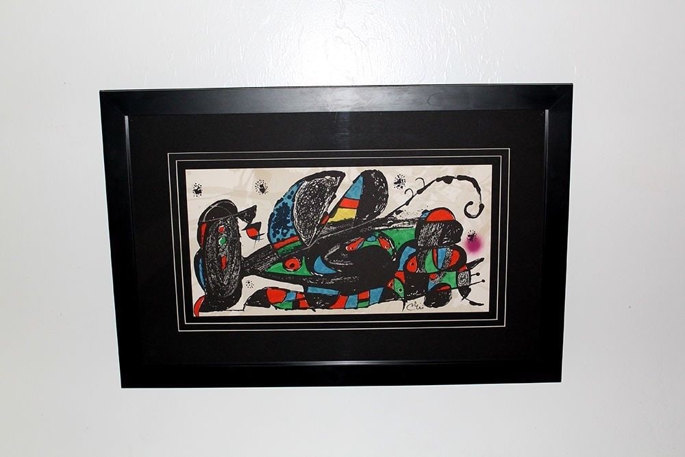 1975 Joan Escultor Iran lithograph signed: Joan Miro (1893-1983). Escultor Iran. Original Color Lithograph on Guarro Paper. 1975. Signed in the Plate. Excellent. Poligrafa, S.A. Barcelona. Atelier Mourlot. Sheet 8 x 15 3/4 inches. Approximatel