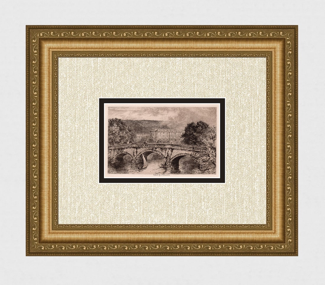 1891 Alfred Dawson Chatsworth etching signed (1 of 3)