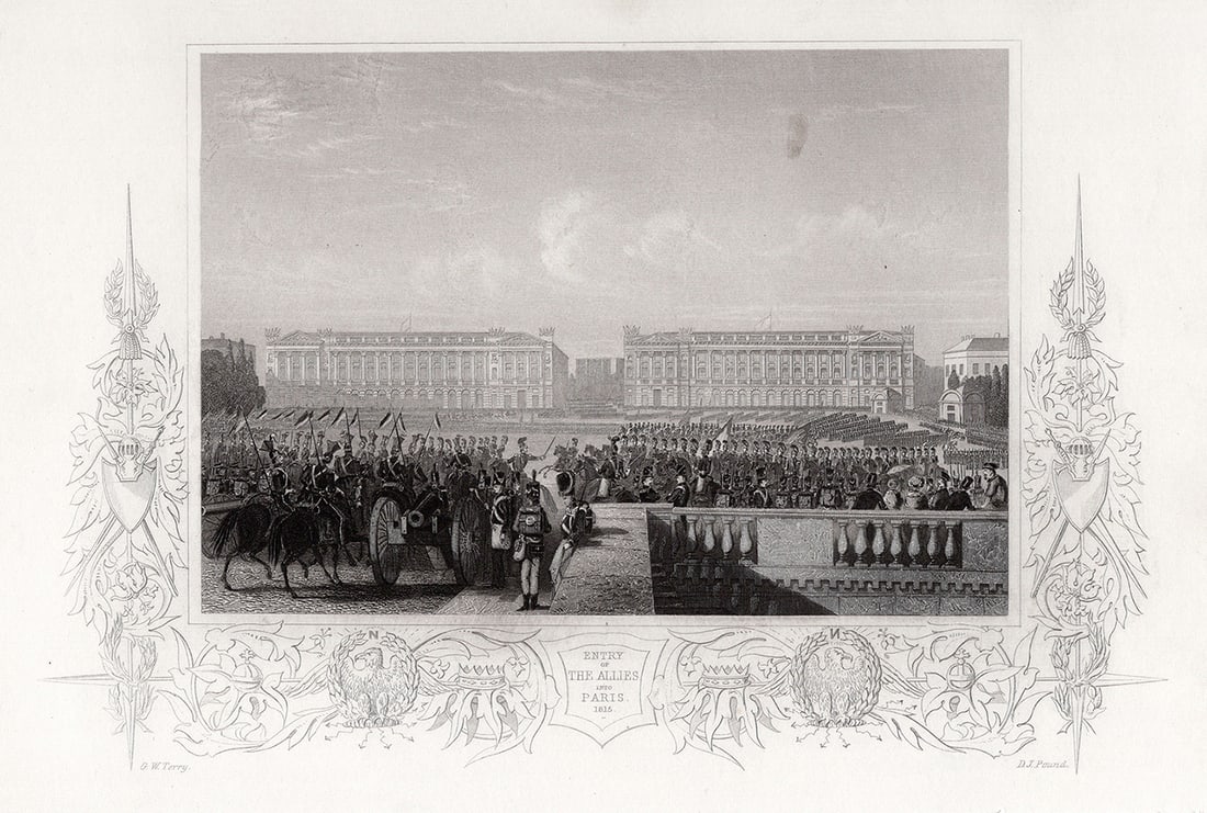GEORGE W. TERRY SIGNED 1800s Antique Engraving LIBERATION OF PARIS Framed (1 of 3)