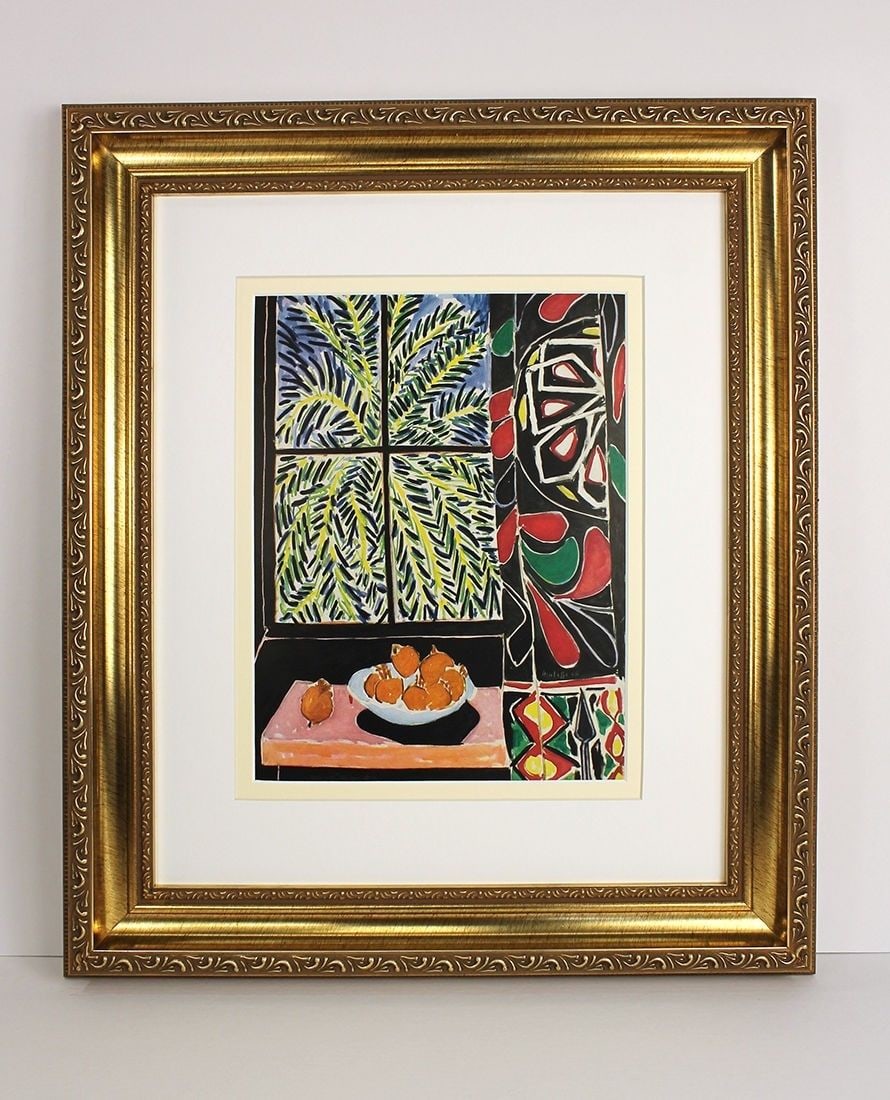 1948 Henri Matisse Interieur au Rideau Egyptien (Behind the Egyptian Curtain) print signed: Henri Matisse. (1869-1954). Interieur au Rideau Egyptien (Behind the Egyptian Curtain). Color Heliogravure after the Original Oil on Canvas. 1948. Signed in the Plate. Excellent. Teriade. Atelier Drae