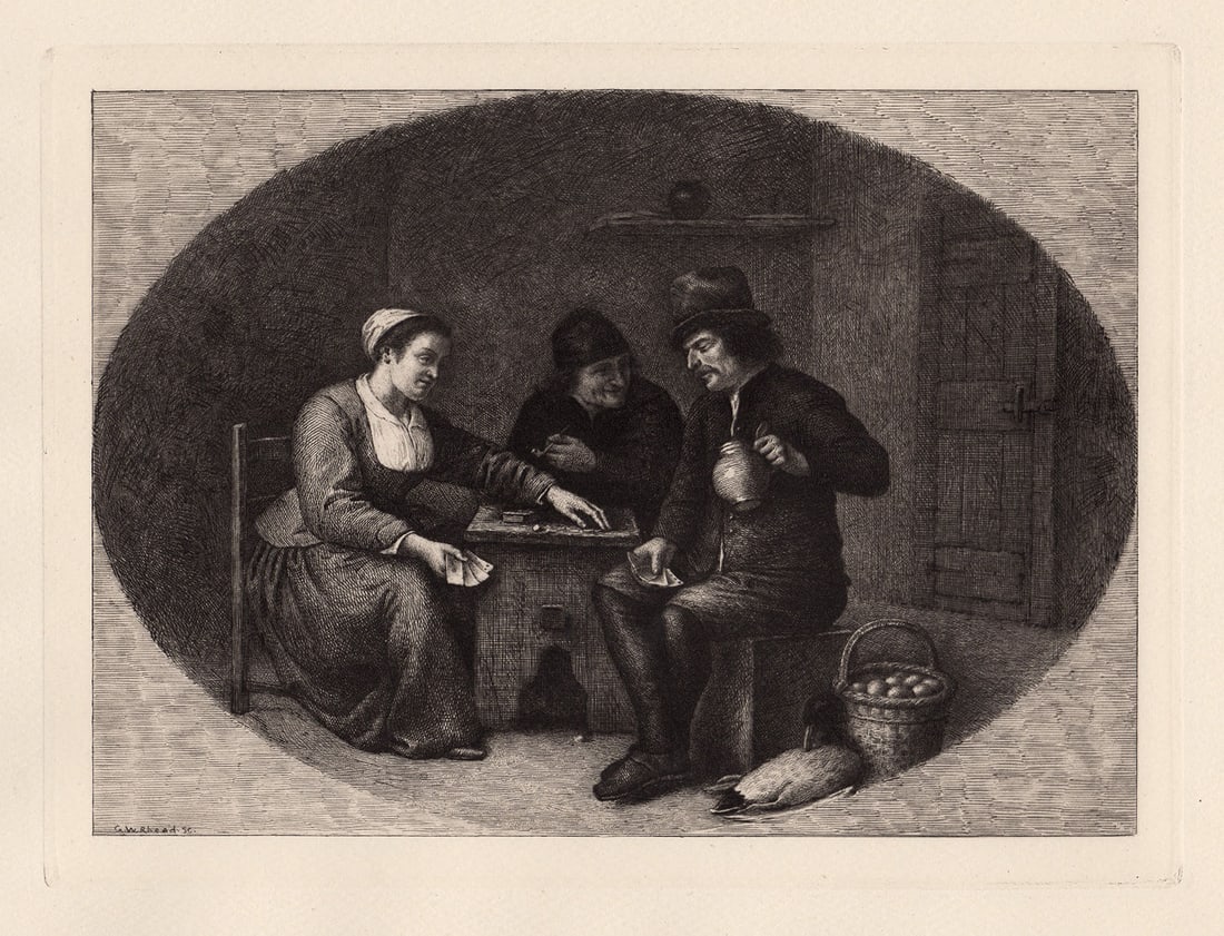 Hendrik Martensz Sorgh Card Players 1884 etching (1 of 3)