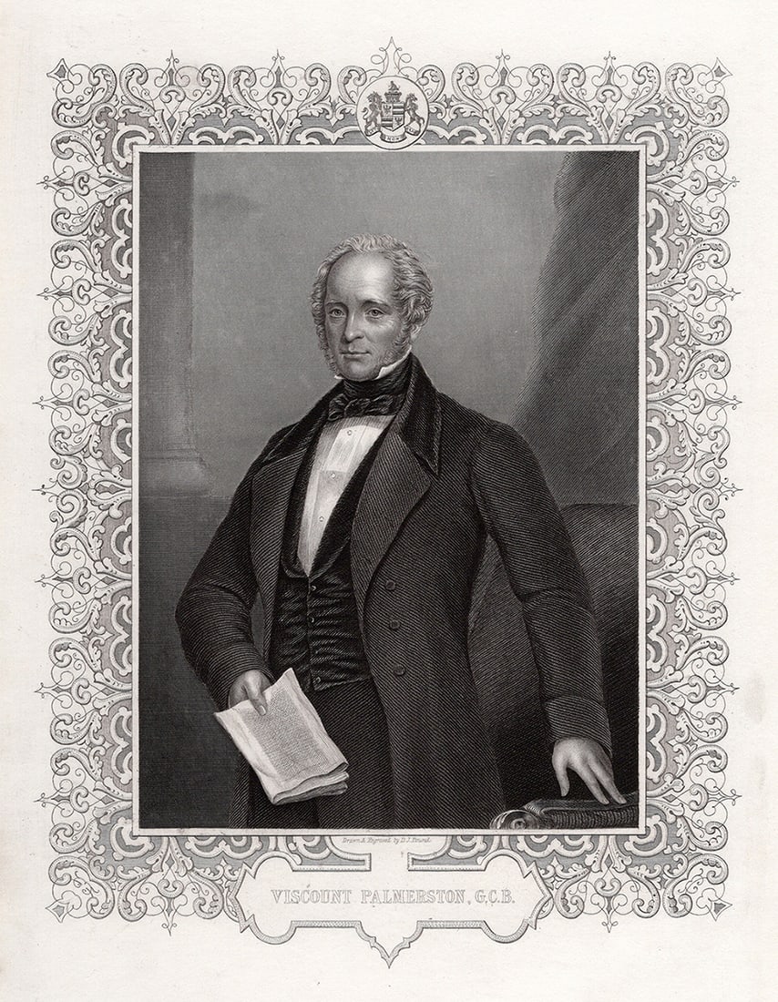 Daniel J. POUND ORIGINAL 1800s Engraving Viscount Palmerston SIGNED Framed: Daniel John Pound (British, 1820-1894). Viscount Palmerston G.C.B. Original engraving on wove paper. Year: c. 1855. Signed in the plate. Image Size 6 3/8 x 8 1/4 inches. Framed dimensions approximatel