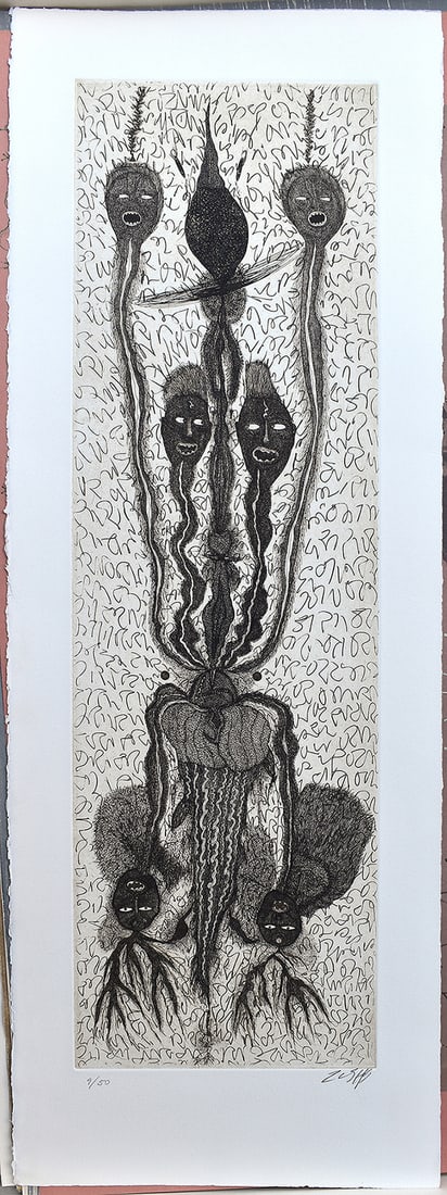 Zush Evru 2002 Etching Persontages I Signed Numbered (1 of 3)