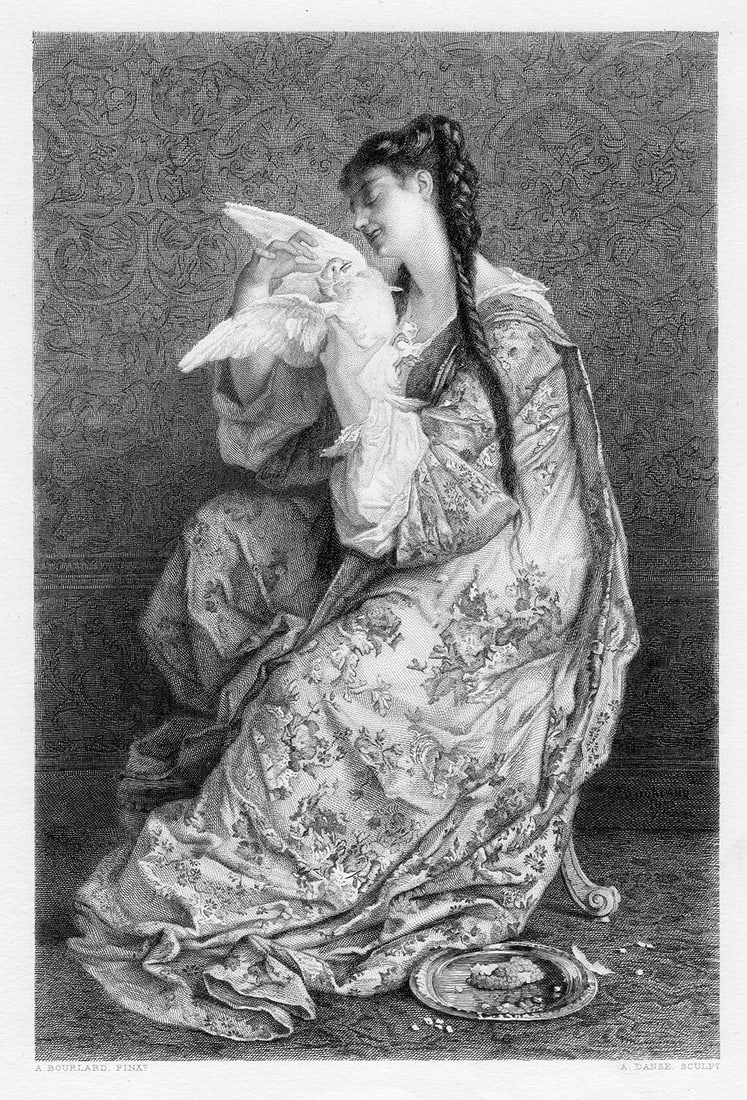 M. Auguste Boulard Sr. The Prisoner 1878 engraving: M. Auguste Boulard Sr. (French, 1825-1897). The Prisoner. Antique steel engraving on wove paper after the original by master engraver A. Danse. 1878. Signed in the plate. Excellent. Image Size 6 1/2 x