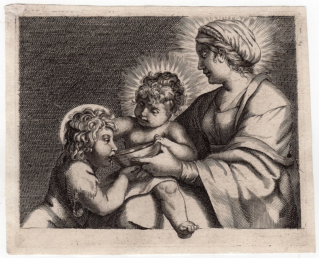 Annibale Carracci The Appearance of Christ to St. Peter engraving signed (1 of 2)