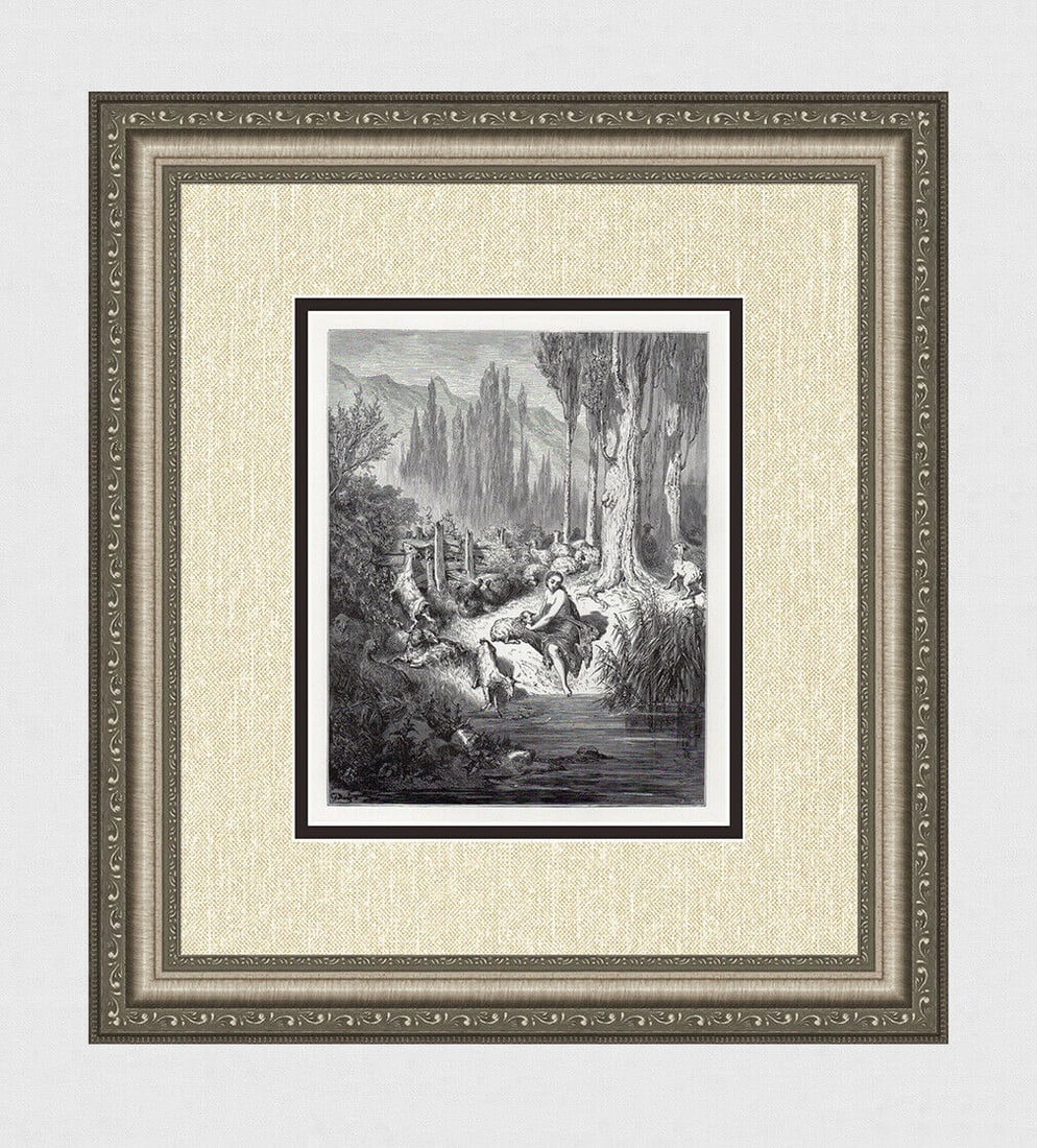Gustave Dore Donkeyskin IV 1880 Wood Engraving Signed: Gustave Dore. Donkeyskin IV. Antique Wood Engraving on thick wove paper after the original by master wood engraver Heliodore Pisan (French, 1822 - 1890). 1880. Signed in the plate. Image size 7 5/8 x 