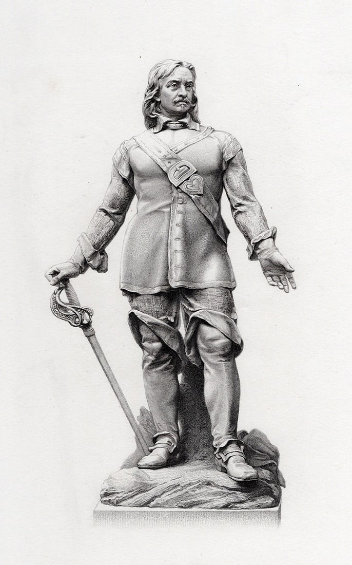 Matthew Noble 1800s Antique Engraving Oliver Cromwell Framed (1 of 2)