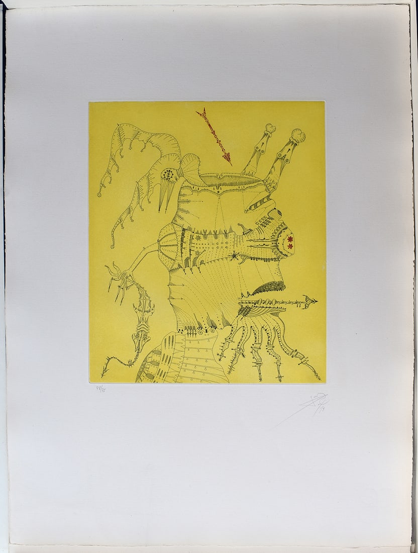Joan Ponc 1973 Etching Homage to Durer Signed Numbered: Joan Ponc (1927-1984). Homenaje a Durer (Homage to Durer). Original Color Etching on Guarro Paper. Edition: 75. Year: 1973. Hand Signed and Numbered by the Artist. Condition: Excellent. Publisher: Pol