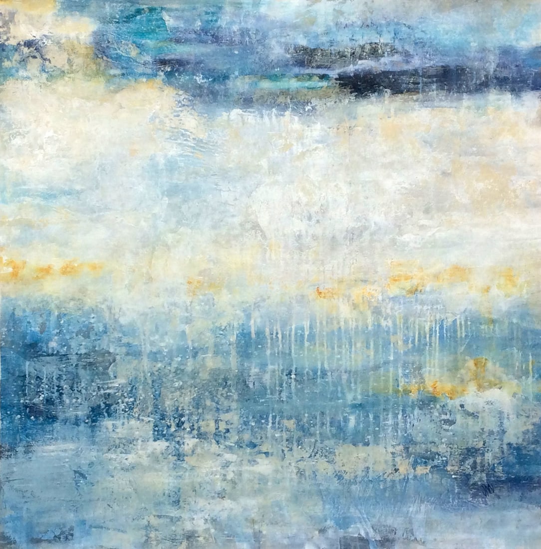 Jodi Maas Original Painting Break the Ice 40 x 40 inches: Jodi Maas. Breay the Ice. Original Oil on Canvas. Signed by the artist. Canvas Size 40 x 40 inches. Jodi Maas was born in Manhattan, Kansas. She lived in Hong Kong for 5 years and was able to experien