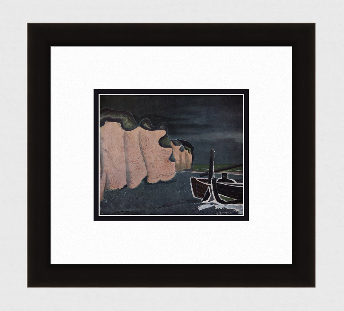 SIGNED GEORGES BRAQUE 1956 Vintage Color Print Boat on the Beach FRAMED (1 of 3)
