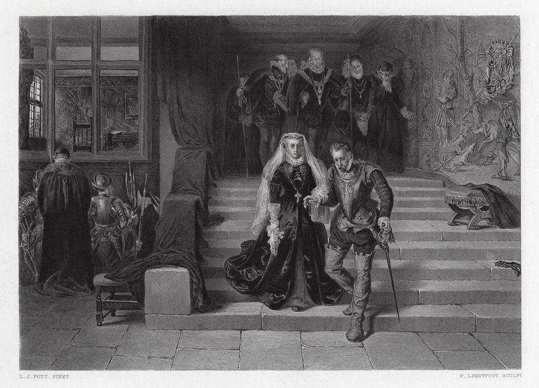 Laslett John Pott Mary, Queen of Scots, Being Led to Her Execution 1875 engraving (1 of 2)