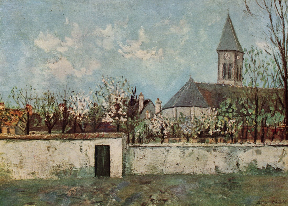 Maurice Utrillo 1948 Vintage Color Print L'eglise De Montigny Framed Signed: Maurice Utrillo (1883-1955). L'eglise de Montigny (The Church of Montigny). Vintage color print after the original painting. Year:?1948. Signed in the plate lower left. Printer:?Roto-Sadag Printing Ho